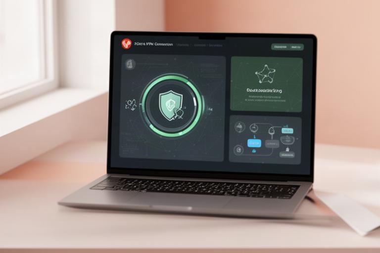 Sichere VPN-Dashboard-Oberfläche auf einem Mac-Computer mit sichtbarer Verbindungsanzeige